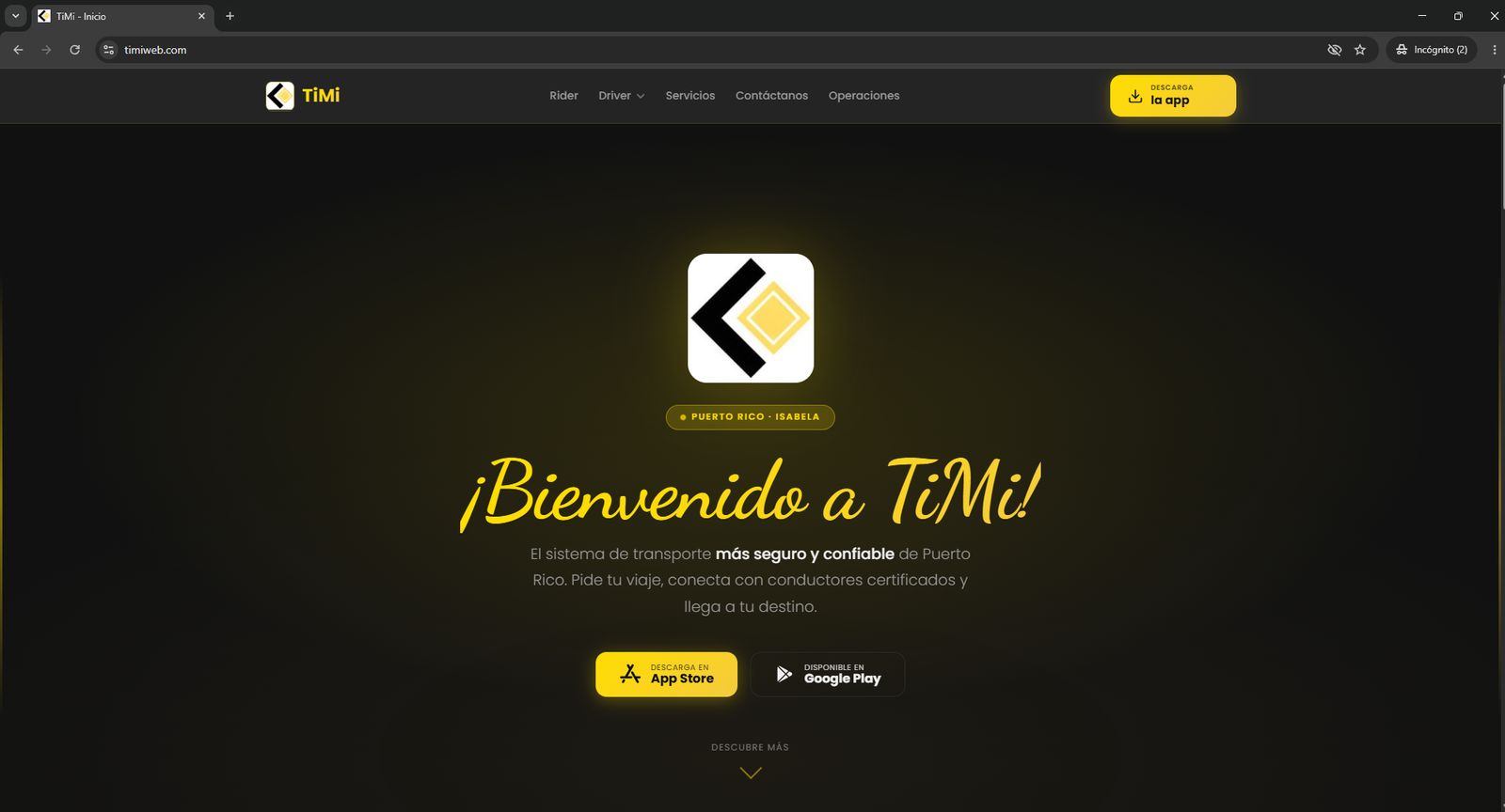 Captura de Timi — Plataforma Web & Apps Móviles